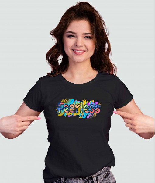 Дамска тениска с щампа Текст и надписи Fearless do more